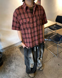 Pigment Dyeing Check Short Sleeve Shirt