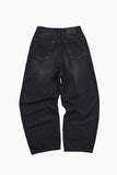 Black keyring wide denim pants