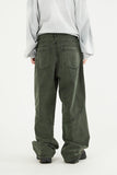 Incision snap cover wide denim pants