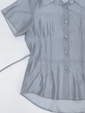 Chief Strap Pintuck See-through Short Sleeve Shirt