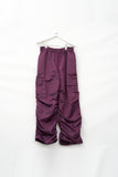 Glossy Shirring Cargo Pants