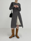 [Long sleeve ver.] Ribbed unbalance wrap one piece