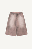 Sand-washed Bermuda denim pants