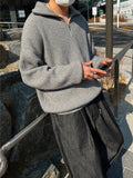 Half Zip-Up Wool Knit