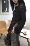 Slit Summer Boat Neck Knit