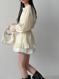 Frill Stripe Loose Fit Blouse