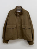 Cotton high neck over fit bomber jacket