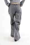 Back button pin tuck bootcut slacks
