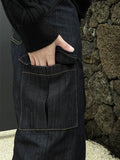 High waist pocket straight fit raw denim pt