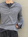 Karoo Ribbed Henley Neck Button Long Sleeve