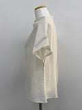 Pleated Mock Neck Cap Sleeve Blouse