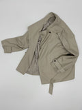 High-neck belted half trench coat