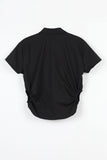 Hole cropped shirring shirt