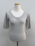 Pintuck U-Neck Elbow Length T-Shirt