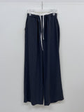 Color Matching Stripe Banding Wide Pants
