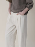 White corduroy wide pants