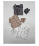 [Scrunchie Set/Reversible] Tencel See-Through Half Blouse