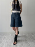 616 Wide Denim Half Pants