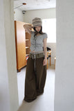 Two-tone button maxi cotton pants