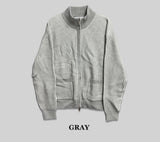Striped Two-Tone Knit Zip-Up