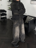 Smog Washed Hood Denim Zip-Up