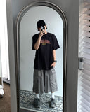 Washed Diagonal Cargo Bermuda Banding Pants