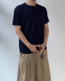 Henryneck Rib Knit Short Sleeve Tee