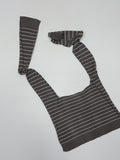 [Shawl SET] Striped Round Knit Cardigan