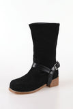 Leather belt middle boots