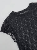 [Short sleeve ver.] Floral Lace See-through T-Shirt