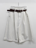 [Belt SET] Claw Pintuck Bermuda Denim Pants