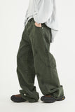 Incision snap cover wide denim pants