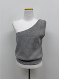 One-Shoulder Wool Knit Vest