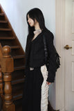 V-neck slim tweed jacket