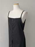 Dot Deep Slit Layered Bustier Long One Piece