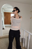 Ballet see-through shirring top