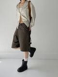 [unisex] Carpenter Cotton Bermuda Wide Pants