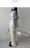 Frill Stripe Loose Fit Blouse