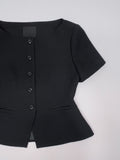 Twill Glass Boat Neck Jacket
