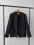 Pocket Fringe Half Tweed Jacket