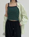 Color Matching Stripe Ribbed Sleeveless