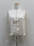 Satin Ribbon Crop Cardigan