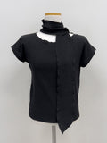 Pleated Tie-neck Short Sleeve T-shirt