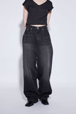 black washing wide jeans