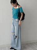 107 Damaged Wide Denim Pants