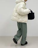 Banding corduroy long wide pants