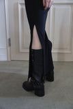 Buckle low long leather boots