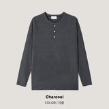Lau Ribbed Henley Neck Long Sleeve