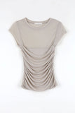Ballet shirring cap sleeve tee