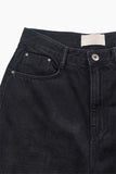 Black keyring wide denim pants
